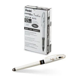 Pentel EnerGel Tradio Pearl Gel Ink Pen  (0.5mm)  Fine Point Capped  Needle Tip  Black Ink  Box of 12 (BLN115W-A)