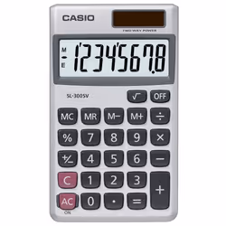 Casio Calculator Handheld Battery Solar-power 8 Digit 3 Key Memory Wallet 70x117x8mm Ref SL300SV