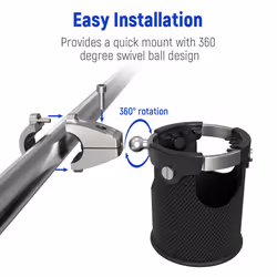 LEXIN LX-C3 Motorcycle Cup Holder with 360swivel ball-mount  Large Boat Drink Holder with Basket  Metal Handlebar Mount for Motorcycle Passenger/ATV/S