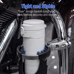 LEXIN LX-C3 Motorcycle Cup Holder with 360swivel ball-mount  Large Boat Drink Holder with Basket  Metal Handlebar Mount for Motorcycle Passenger/ATV/S