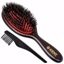 Kent CSMS Classic Shine Small Oval Cushion Straightening Brush - Natural Black Boar Bristle Hair Brush with Nylon Quills - Sh ...