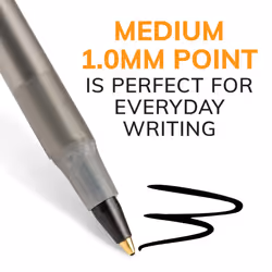 Round Stic Xtra Life Ballpoint Pens, Medium Point (1.0mm), Black, 60-Count Pack, Flexible Round Barrel For Writing Comfort (GSM609-BLK)