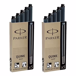 Parker Quink Permanent Ink Fountain Pen Refill Cartridges 10 Black In