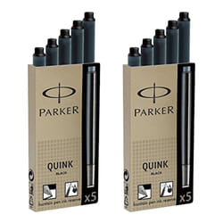 Parker Quink Permanent Ink Fountain Pen Refill Cartridges  10 Black In