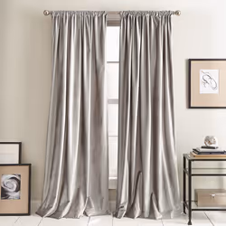 DKNY Curtains Modern Knotted Velvet Lined Curtain Panel Pair 108"""" Silver
