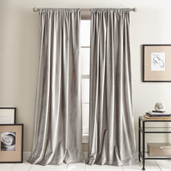 DKNY Curtains Modern Knotted Velvet Lined Curtain Panel Pair  108""""  Silver