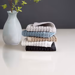 DKNY Quick Dry 100% Cotton Towels  6 Pack Washcloths - 12 x12  Black