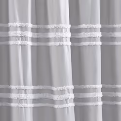 DKNY Chenille Stripe 100% Cotton Fabric Shower Curtain for Bathroom  72 x 72 inches  Grey