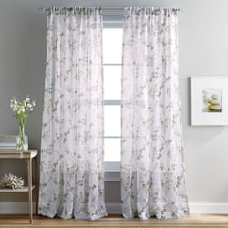 DKNY WallFlower Sheer Window Curtains for Living Room Rod Pocket Panel Pair  50 x 96 inch  Gold