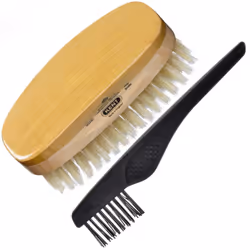Kent MS23D Finest Men's Military Style Hair Brush - Satin and Beechwood Travel Size Base, Soft Pure White Natural Boar Bristl ...