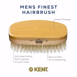 Kent MS23D Finest Men's Military Style Hair Brush - Satin and Beechwood Travel Size Base, Soft Pure White Natural Boar Bristle Ideal for Fine or Thinn