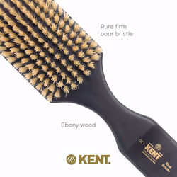 Kent OE1 Boar Bristle Club Brush  Travel Size Natural Boar Bristle Hair Brush for Men Wave Brush for Hair and Beard  Ebony Wood Finest Mens Kent Brush