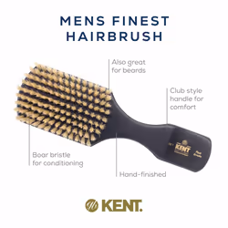 Kent OE1 Boar Bristle Club Brush  Travel Size Natural Boar Bristle Hair Brush for Men Wave Brush for Hair and Beard  Ebony Wood Finest Mens Kent Brush