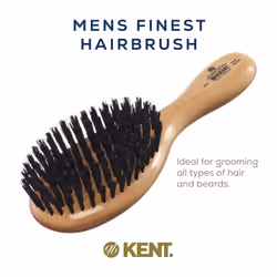 Kent OG1 Mens Hair Brush and Beard Brush  Boar Bristle Hair Brush  Club Hair Brush for Grooming  Scalp Care  and Kent Brush for Beard Straightening
