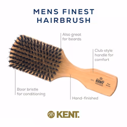 Kent OG2 Club Hair Brush  Small Boar Bristle Hair Brush for Men  Natural Boar Bristle Beard Brush for Men  Beechwood Kent Brush for Hair and Beards
