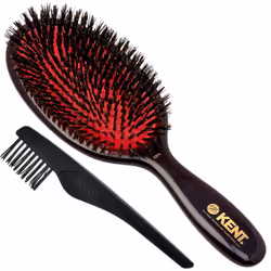 Kent CSFL Classic Shine Large Oval Cushion Straightening Brush and Hair Detangler - Natural Black Boar Bristle Hair Brush - S ...