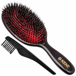 Kent CSML Classic Shine Large Oval Cushion Straightening Brush  Natural Boar Bristle Hair Brush with Nylon Quills  Hair Brush Detangle for Thick Hair