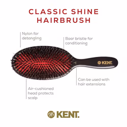 Kent CSML Classic Shine Large Oval Cushion Straightening Brush  Natural Boar Bristle Hair Brush with Nylon Quills  Hair Brush Detangle for Thick Hair