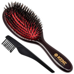 Kent CSFS Classic Shine Large Oval Cushion Straightening Brush and Hair Detangler - Natural Black Boar Bristle Hair Brush - Shine Hair Brush and Scalp