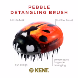 Kent PBUG Ladybug Pebble Scalp Massager Shampoo Brush, Shower Brush, and Travel Size Detangling Brush - Scalp Scrubber for Dandruff and Kids Hair Brus