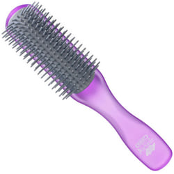 Kent AHGLO01 Airhedz Glo Purple Half Round Narrow Detangling Hair Brush - 9 Row Ionic Anti Static Non Scratch Long Nylon Bristle Great for Detangling
