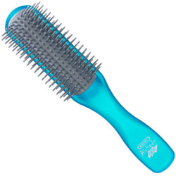 Kent AHGLO01 Airhedz Glo Blue Half Round Narrow Detangling Hair Brush - 9 Row Ionic Anti Static Non Scratch Long Nylon Bristle Great for Detangling an
