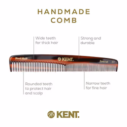 Kent 3T 6.5 Inch Double Tooth Dressing Comb  Fine and Wide Tooth Grooming Comb for Hair  Beard  Mustache  Coarse and Fine Styling for Men  Women  and