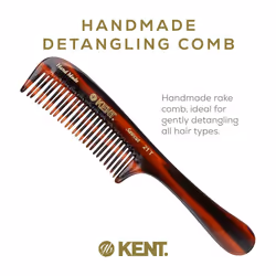 Kent 21T Large Hair Detangling Comb  Double Wide Tooth Comb for Curly Wavy Hair  Hair Detangler Comb for Wet and Dry Hair  Saw-Cut  Handmade Kent Comb
