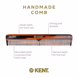 Kent 5T 6.6 Inch Hair Dressing Comb  Fine and Wide Tooth Dresser Comb For Hair  Beard and Mustache  Coarse and Fine Hair Styling Grooming Comb for Men