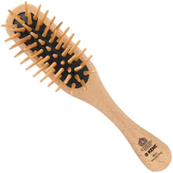 Kent KB MiniWoodyhog Travel Size Detangling Brush Beech-wood Travel Brush  Firm Rounded Wooden Bristles Natural Cushion Detangler Wooden Hair Brush fo