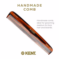 Kent 9T Tortoiseshell Fine Tooth and Wide Tooth Comb Detangler Hair Combs - Large Handmade and Saw-Cut Dressing Comb - Wet Hair Comb for Women and Dur