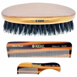 Kent Grooming Kit Beard and Mustache Combs Fine Pocket Comb Hair Brush Made in England for Travel and Home Care
