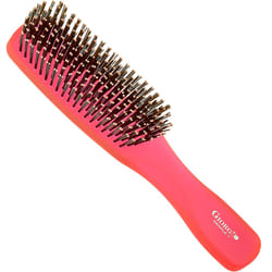 Giorgio GION1R Neon Red 7.75 inch Gentle Touch Detangler Hair Brush for Men and Women. Soft Bristles for Sensitive Scalp. Wet and Dry for all Hair Typ