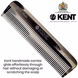 Kent FOT G 4.5"""" Handmade Pocket and Travel Comb - Fine Tooth Styling Comb for Fine or Thinning Hair  Mustache  Beard  and Hair Care