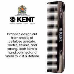 Kent FOT G 4.5"""" Handmade Pocket and Travel Comb - Fine Tooth Styling Comb for Fine or Thinning Hair  Mustache  Beard  and Hair Care