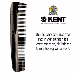 Kent R7TG Graphite Double Tooth Hair Pocket Comb  Small Fine/Wide Tooth Comb For Grooming Styling Hair  Beard and Mustache  for Men  Women and Kids. S