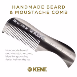 Kent A 81T Graphite X-Small Gentleman's Beard and Mustache Pocket Comb  Fine Toothed Pocket Size for Facial Hair Grooming and Styling. Saw-cut of Cell