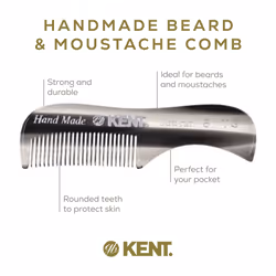 Kent A 81T Graphite X-Small Gentleman's Beard and Mustache Pocket Comb  Fine Toothed Pocket Size for Facial Hair Grooming and Styling. Saw-cut of Cell