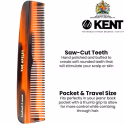 Kent R7T THE APSLEY Limited Edition Double Tooth Hair Pocket Comb  Small Fine/Wide Tooth Comb for Styling Hair  Beard and Mustache for Men  Women and