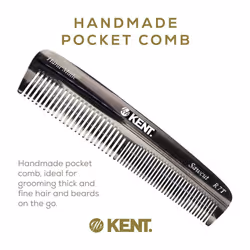 Kent R7T Fine and Wide Tooth Hair Comb  Handmade Pocket Comb for Men  Best Beard Comb and Mustache Comb for Everyday Grooming and Styling  Sawcut Kent