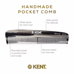 Kent R7T Fine and Wide Tooth Hair Comb  Handmade Pocket Comb for Men  Best Beard Comb and Mustache Comb for Everyday Grooming and Styling  Sawcut Kent