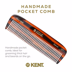Kent Wide Tooth Detangling Comb - Handmade Pocket Comb for Thick  Curly  Wavy Hair - Large Tooth Grooming Comb for Hair  Beard  and Mustache - Saw-Cut