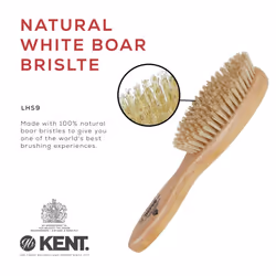 Kent LHS9 Satinwood Pure White Wire-Laid Natural Boar Bristle Oval Hairbrush in a Silk Lined Presentation Case for Daily Grooming Medium Thickness Hai