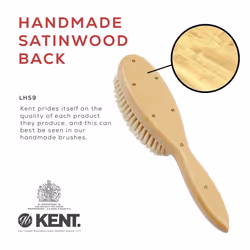 Kent LHS9 Satinwood Pure White Wire-Laid Natural Boar Bristle Oval Hairbrush in a Silk Lined Presentation Case for Daily Grooming Medium Thickness Hai