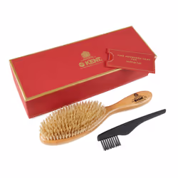 Kent LHS5 Satinwood Wire-Laid Pure White Boar Bristle Oval Hair Brush in a Silk Lined Presentation Case for Daily Grooming Me ...