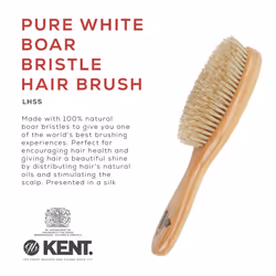 Kent LHS5 Satinwood Wire-Laid Pure White Boar Bristle Oval Hair Brush in a Silk Lined Presentation Case for Daily Grooming Medium To Long Thick Hair a