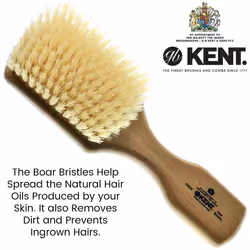 Kent OG2S Beechwood Natural Boar Bristle Brush - Hair  Facial  and Beard Grooming Tool for Exfoliation  Straightening  and Skin Care