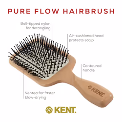 Kent LPF2 Large Cushion Paddle Hair Brush  Vented Taming Fine Pins Hair Detangle Brush for Long Thick and Curly Hair  Scalp Massager and Growth Stimul