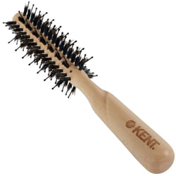 Kent LPF4 Pure Flow Small Vented Round Brush for Blow Drying - FSC Certified Beech Wood Brush Filled with Natural Boar Bristle and Nylon Bristle Hair