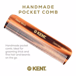 Kent FOT Handmade Fine Tooth Saw Cut Beard and Hair Styling Comb - Pocket and Travel Size for Essential Grooming Kit
